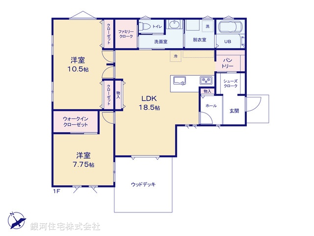 G00388303 千葉県印旛郡酒々井町東酒々井１丁目 新築一戸建て 4480万円 土地面積188.75m² (約57.09坪) 建物面積92.33m² (約27.92坪) 間取り２ＬＤＫ 築年月2026年04月【間取図】