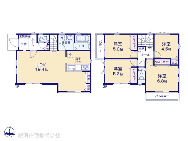 G00388330 千葉県松戸市栄町西５丁目 新築一戸建て 5199万円【間取図】