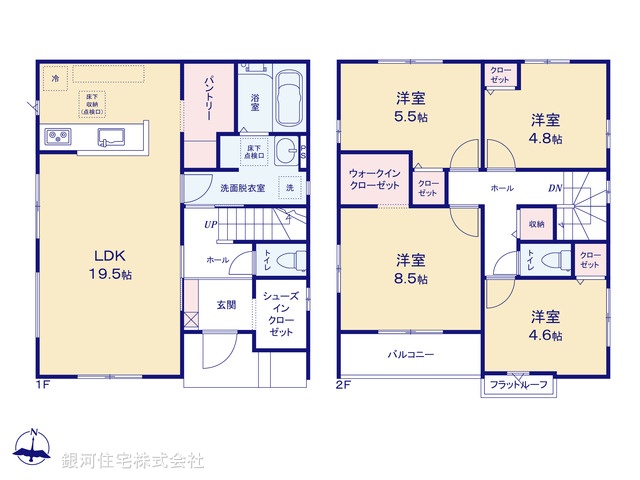 G00388413 東京都国立市中３丁目 新築一戸建て 7999万円【間取図】