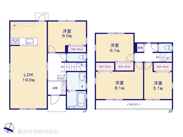 G00388482 神奈川県横浜市磯子区磯子６丁目 新築一戸建て 4380万円【間取図】