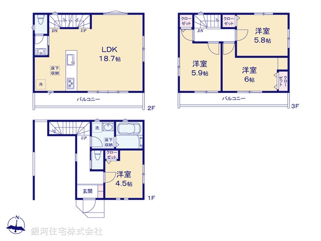G00388513 埼玉県川口市芝下２丁目 新築一戸建て 3880万円【間取図】