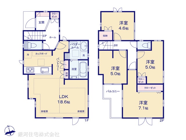 G00388790 神奈川県横浜市港北区富士塚２丁目 新築一戸建て 6780万円【間取図】