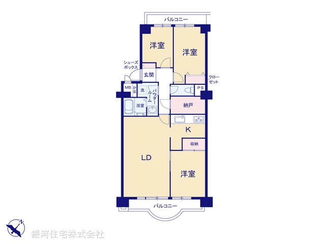 G00388830 神奈川県横浜市金沢区六浦３丁目 中古マンション 1980万円【間取図】