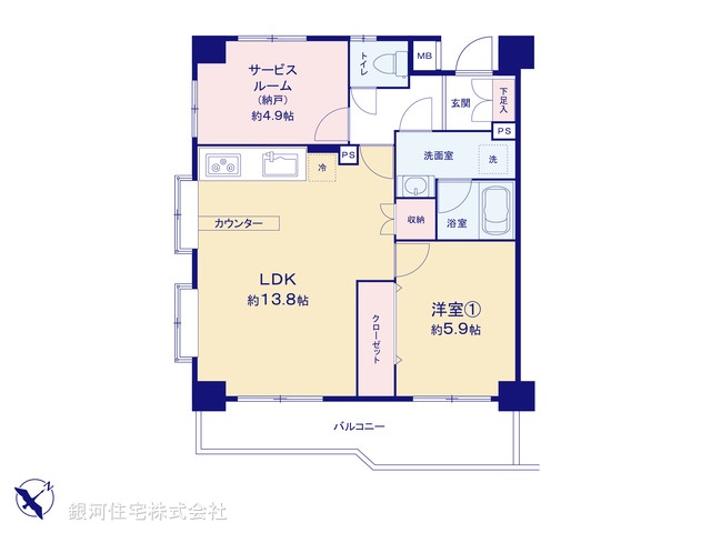 G00388835 東京都台東区今戸２丁目 中古マンション 5399万円【間取図】