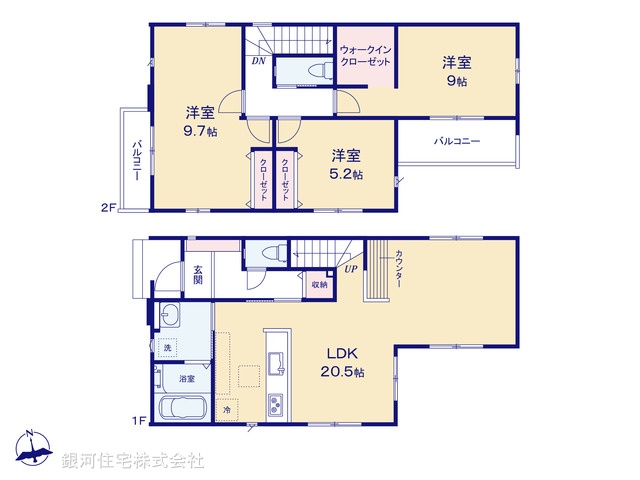 G00389028 埼玉県所沢市東狭山ヶ丘３丁目 新築一戸建て 4299万円【間取図】