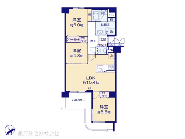 G00389117 埼玉県戸田市本町５丁目 中古マンション 5199万円【間取図】