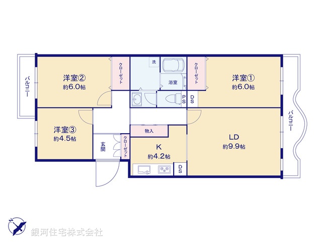 G00389301 神奈川県横浜市磯子区磯子５丁目 中古マンション 2080万円【間取図】