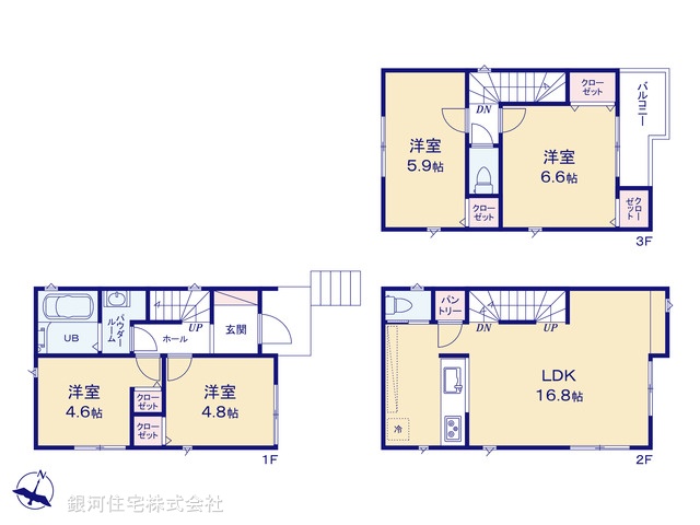 G00389668 神奈川県横浜市旭区二俣川２丁目 新築一戸建て 6780万円【間取図】
