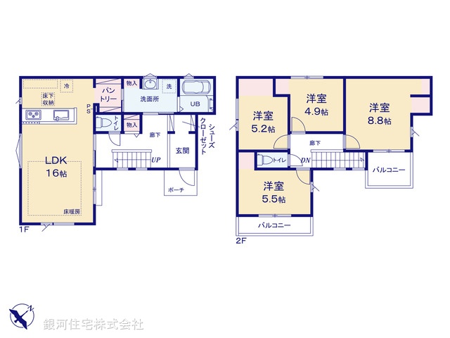 G00389717 東京都日野市南平９丁目 新築一戸建て 5490万円【間取図】