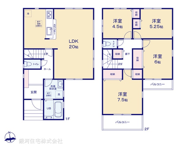 G00389767 東京都江戸川区江戸川５丁目 新築一戸建て 6390万円【間取図】