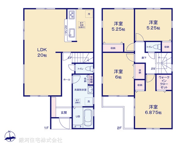 G00389768 東京都江戸川区江戸川５丁目 新築一戸建て 6390万円【間取図】