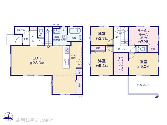G00389780 埼玉県春日部市中央８丁目 新築一戸建て 4399万円【間取図】