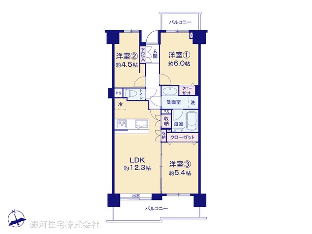 G00389796 埼玉県川口市川口５丁目 中古マンション 4199万円【間取図】