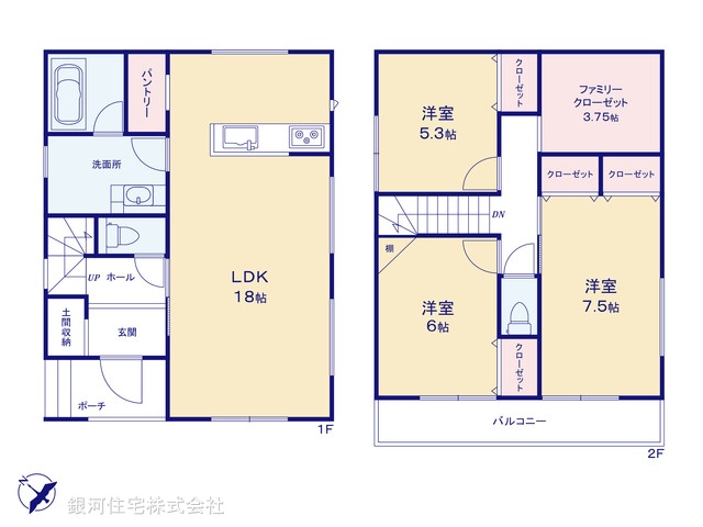 G00389998 千葉県船橋市東船橋１丁目 新築一戸建て 6180万円【間取図】
