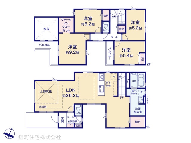 G00390135 神奈川県横浜市都筑区東山田１丁目 新築一戸建て 8849万円【間取図】