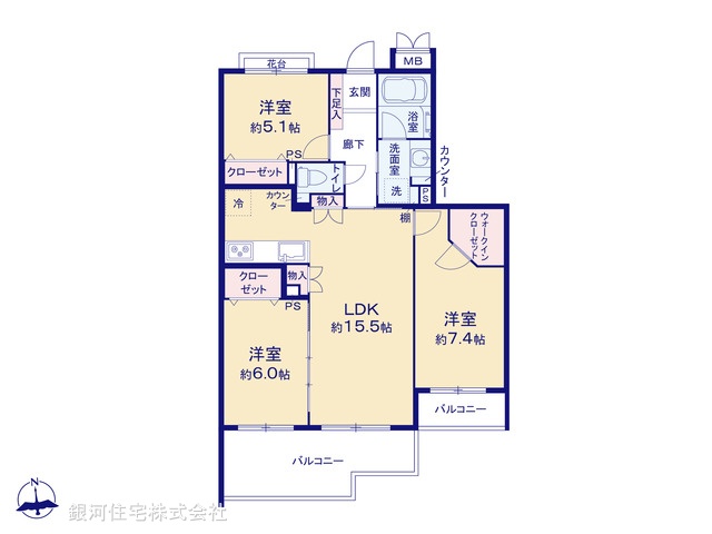 G00390438 神奈川県横浜市神奈川区神大寺２丁目 中古マンション 5299万円【間取図】