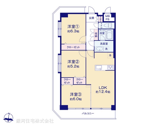 G00390443 神奈川県横浜市栄区長沼町 中古マンション 2199万円【間取図】