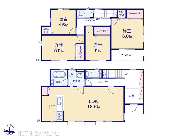 G00390472 神奈川県川崎市宮前区初山２丁目 新築一戸建て 4780万円【間取図】