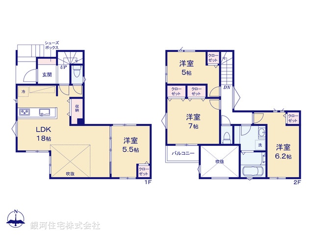 G00390641 千葉県市川市北方３丁目 新築一戸建て 5380万円【間取図】
