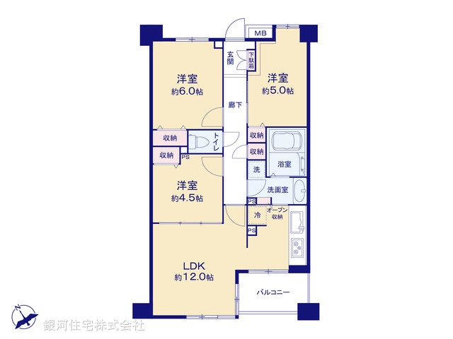 G00390667 東京都大田区大森西７丁目 中古マンション 7199万円【間取図】