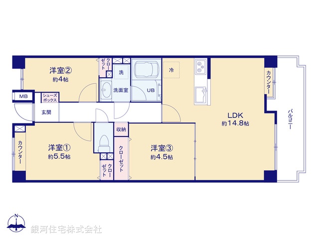 G00390676 神奈川県横浜市港南区日野３丁目 中古マンション 3599万円【間取図】