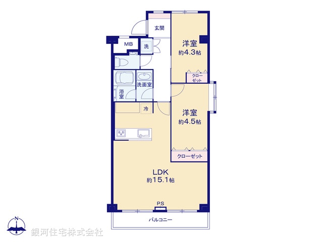 G00390681 神奈川県横浜市港北区仲手原２丁目 中古マンション 3980万円【間取図】