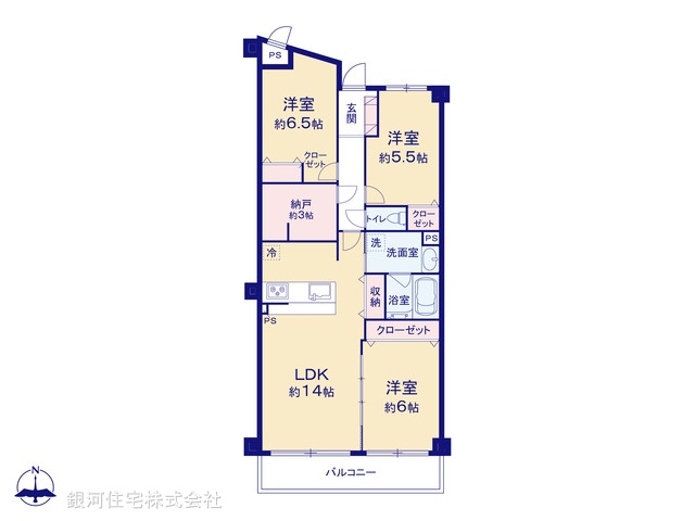 G00390742 神奈川県川崎市麻生区東百合丘３丁目 中古マンション 2477万円【間取図】