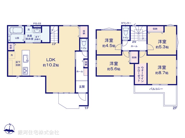 G00390752 埼玉県越谷市大字大林 新築一戸建て 3999万円【間取図】