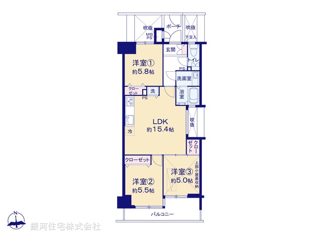 G00390787 埼玉県入間市豊岡５丁目 中古マンション 2199万円【間取図】