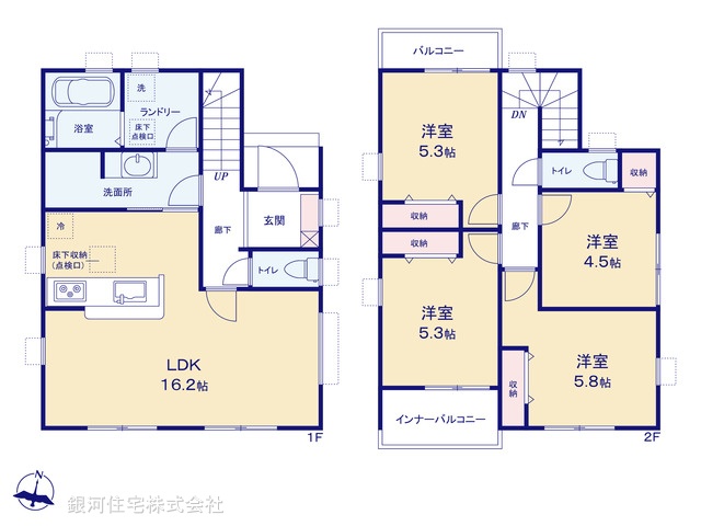 G00390866 埼玉県越谷市伊原２丁目 新築一戸建て 3680万円【間取図】