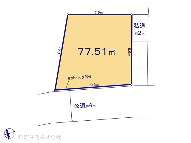 G00390911 神奈川県川崎市高津区下作延７丁目 土地 3460万円【区画図】