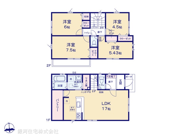 G00390968 神奈川県横浜市戸塚区東俣野町 新築一戸建て 4190万円【間取図】