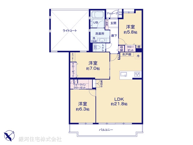 G00390971 千葉県習志野市本大久保５丁目 中古マンション 3080万円【間取図】