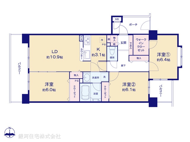 G00391060 埼玉県草加市吉町３丁目 中古マンション 2680万円【間取図】