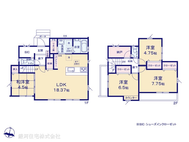 G00391558 神奈川県横浜市金沢区釜利谷西２丁目 新築一戸建て 5690万円【間取図】