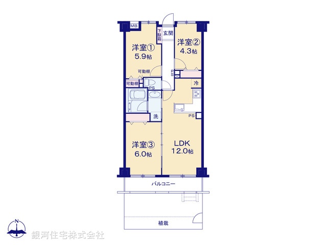 G00392011 神奈川県川崎市高津区下作延３丁目 中古マンション 5080万円【間取図】