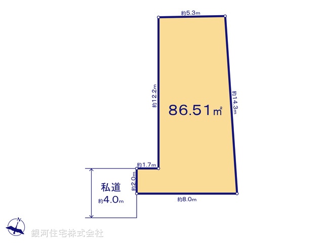 G00392312 埼玉県所沢市大字上安松 土地 1780万円【区画図】