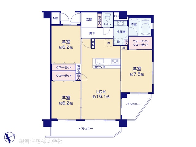 G00392491 神奈川県川崎市多摩区菅稲田堤１丁目 中古マンション 5499万円【間取図】