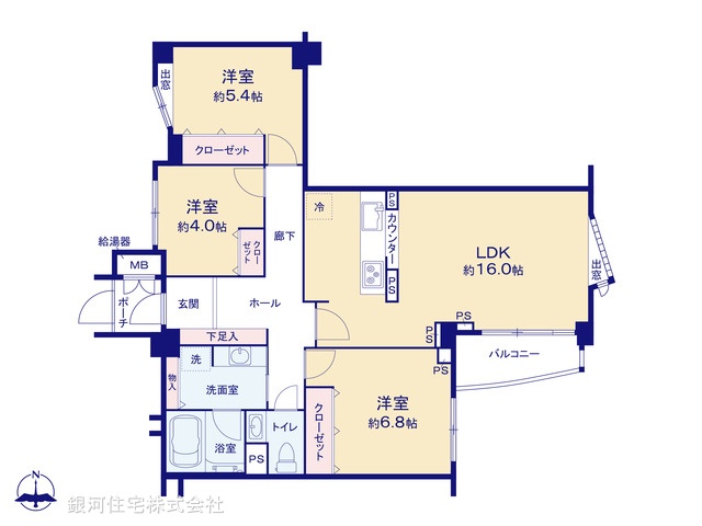 G00392591 神奈川県藤沢市鵠沼海岸２丁目 中古マンション 6599万円【間取図】