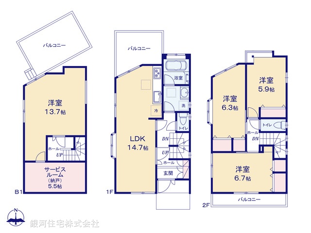 G00392741 神奈川県横浜市神奈川区三枚町 中古一戸建て 5199万円【間取図】