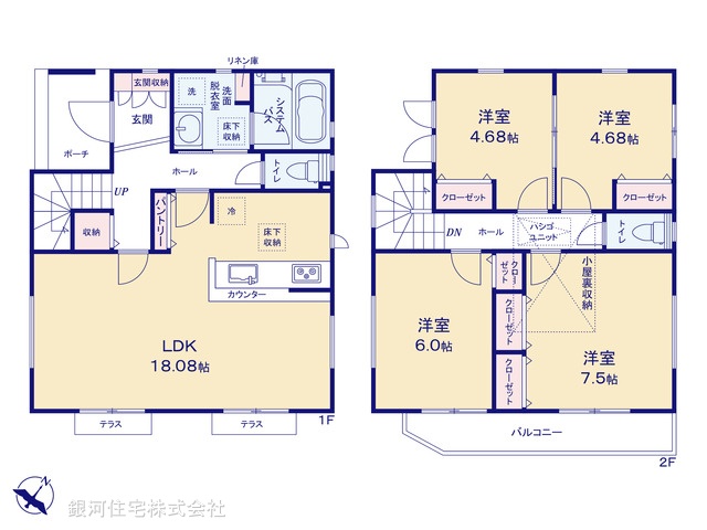 G00392828 神奈川県相模原市南区大野台４丁目 新築一戸建て 3780万円【間取図】