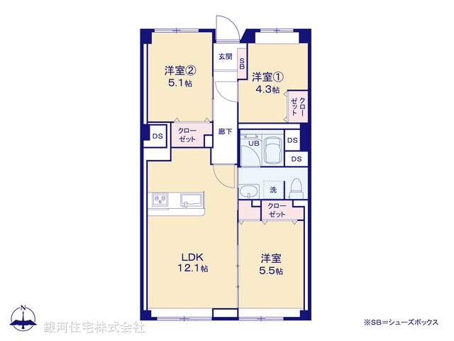 G00393045 千葉県八千代市勝田台７丁目 中古マンション 1690万円【間取図】