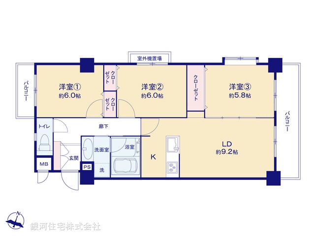 G00393175 東京都世田谷区北烏山８丁目 中古マンション 4980万円【間取図】