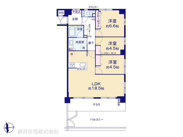 G00393182 神奈川県川崎市中原区下小田中５丁目 中古マンション 4699万円【間取図】