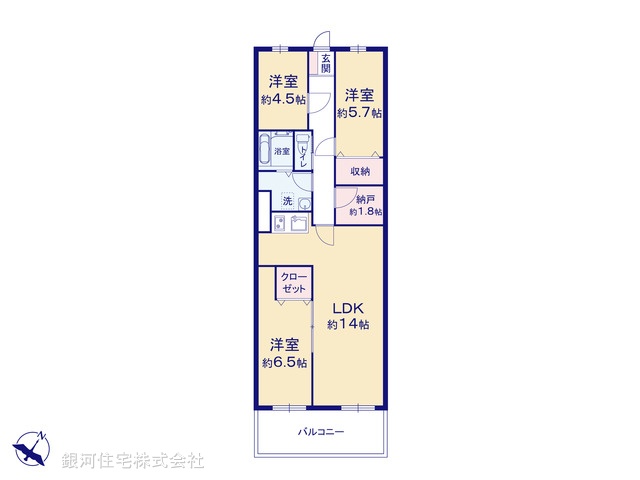 G00393193 千葉県鎌ヶ谷市初富 中古マンション 1749万円【間取図】