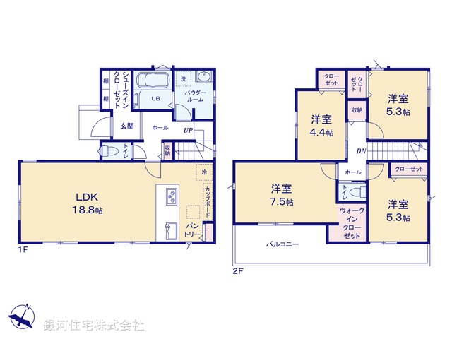 G00393249 神奈川県横浜市港南区笹下７丁目 新築一戸建て 5290万円【間取図】