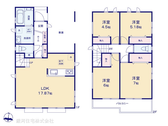 G00393327 神奈川県川崎市中原区井田３丁目 新築一戸建て 5590万円【間取図】