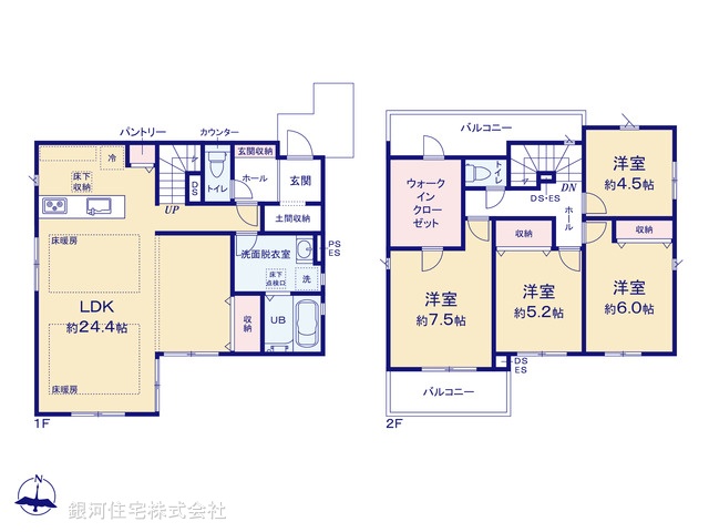 G00393390 神奈川県川崎市多摩区長尾６丁目 新築一戸建て 7598万円【間取図】