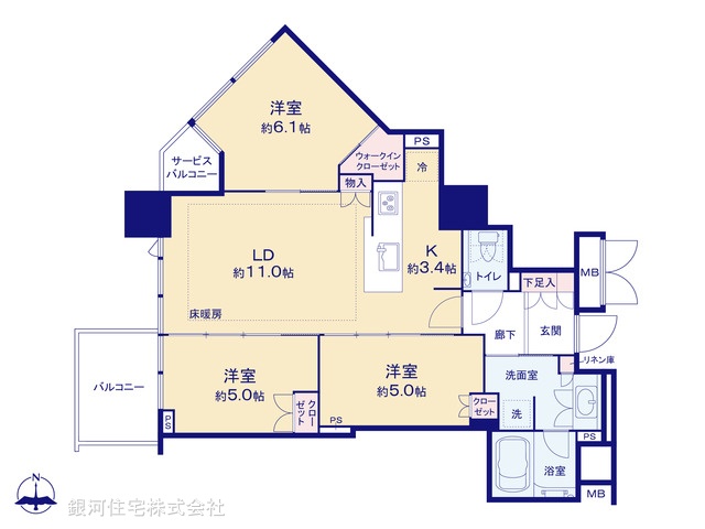 G00393598 東京都中央区晴海３丁目 中古マンション 1億6480万円【間取図】