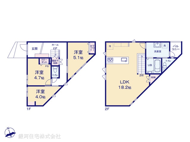 G00393845 神奈川県横浜市神奈川区三ツ沢東町 新築一戸建て 6480万円【間取図】